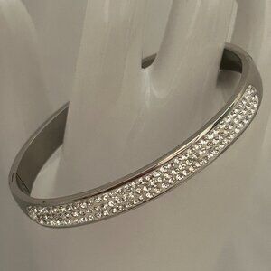 Crystal Pave Silver Tone Bracelet